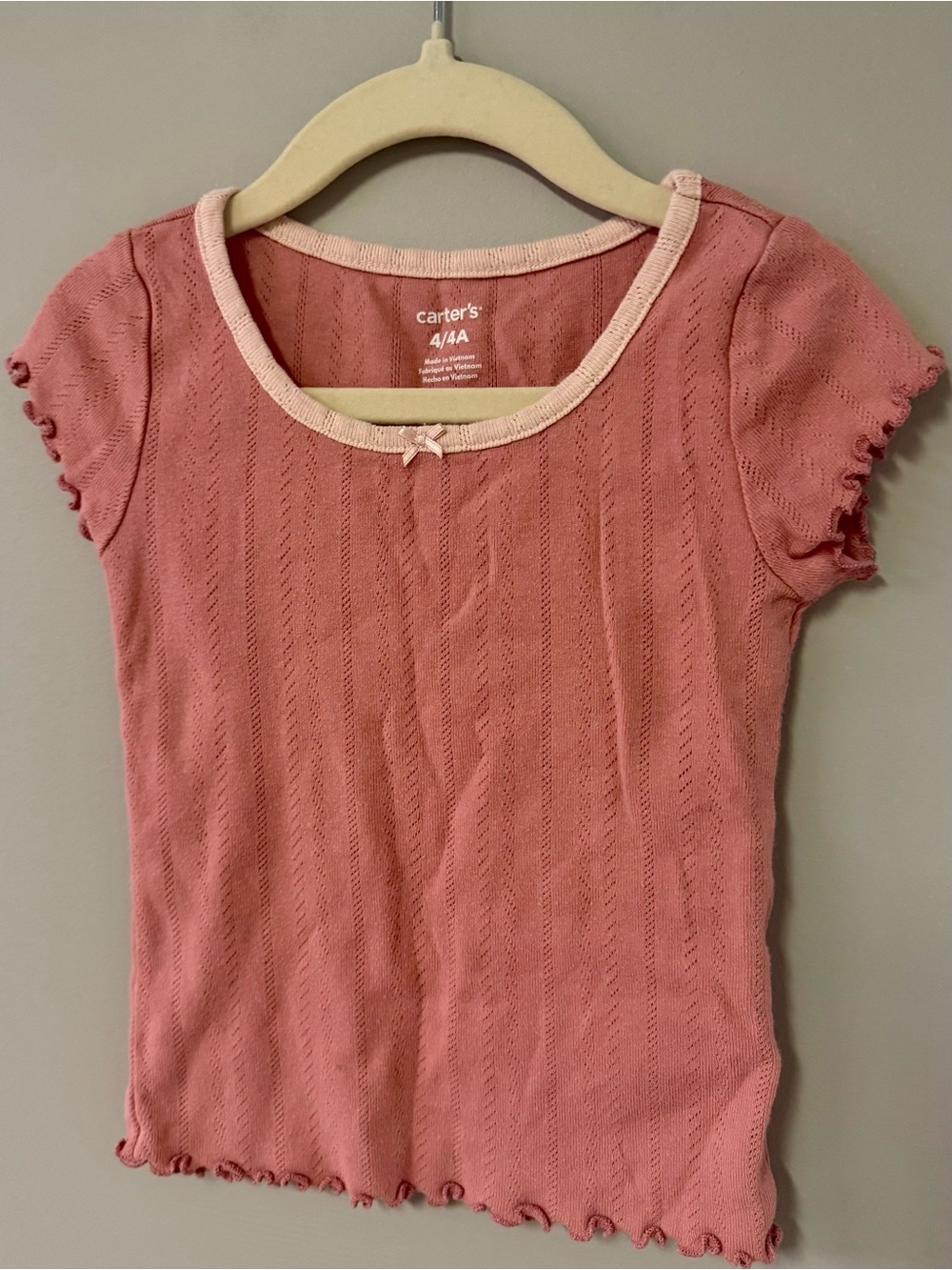 Carter's Dusty Rose Short Sleeve Knit Top with Contrast Trim